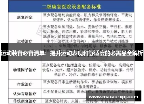 运动装备必备清单：提升运动表现和舒适度的必需品全解析